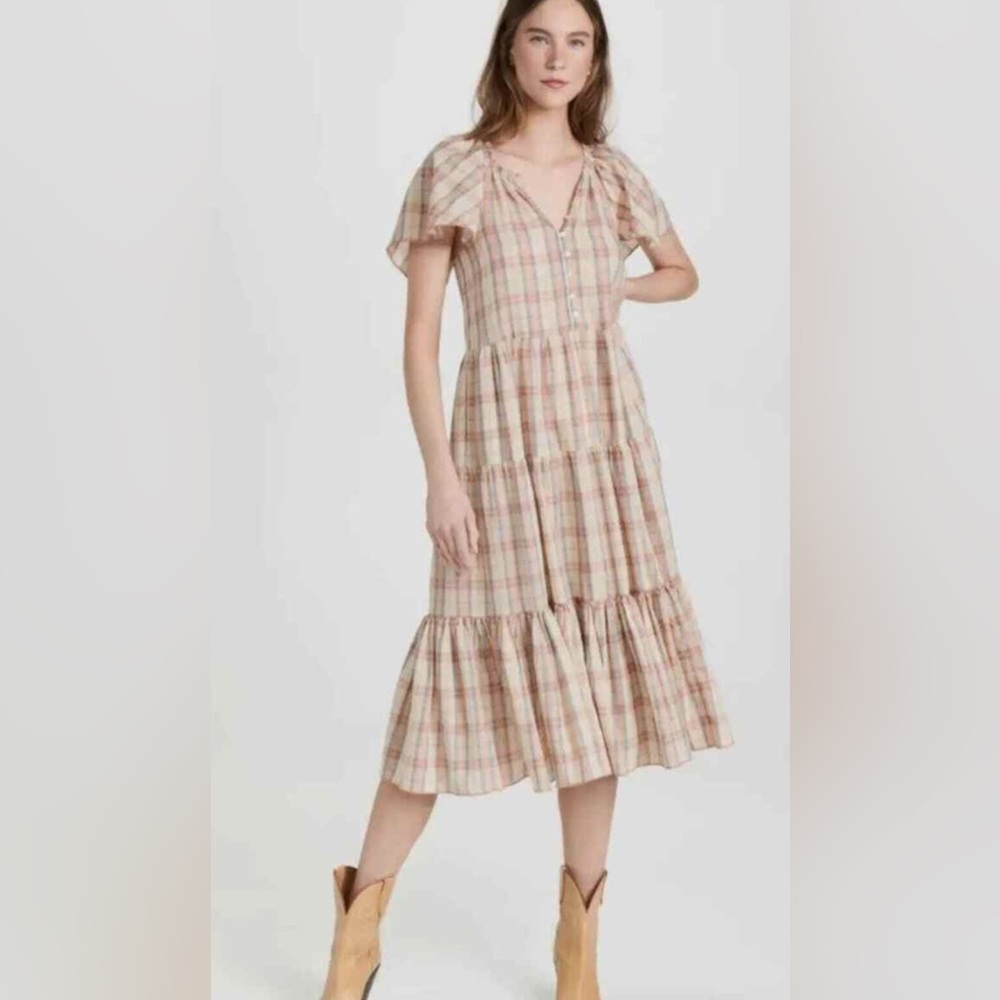 The Great Iris Plaid Midi Dress Sz 0